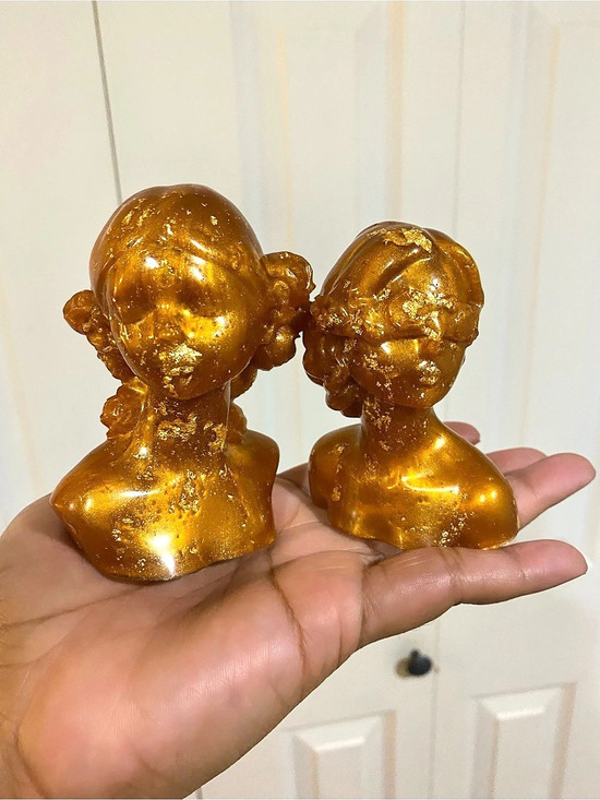 Handmade Other - Red Gold Resin Bust Sculpture Goddess, Set